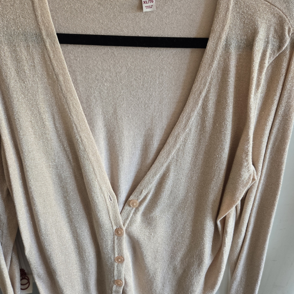 Merona Beige With Hold Threading Knit Cardigan